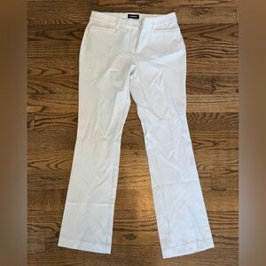 Express Columnist Barely Boot Pants – White Pinstripe, Midrise, Size 10R